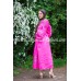 Boho Style Ukrainian Embroidered Maxi Dress Pink with White/Purple Embroidery